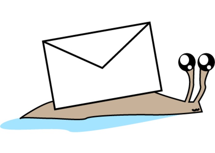Mailsnail logo; a cute snail with an envelope on its back